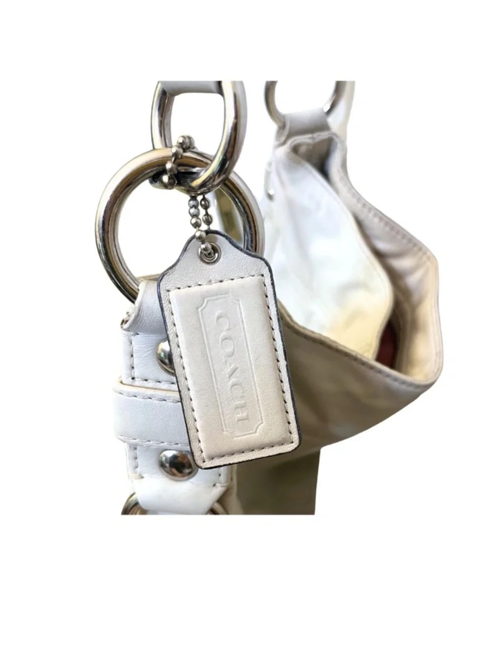 Cream Coach Leather Hobo Bag